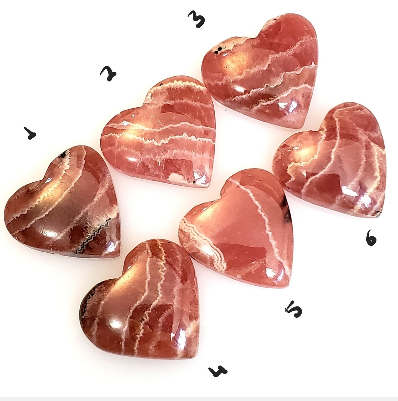 Natural Rhodochrosite Heart Cabochons Length range is 18 to 19mm