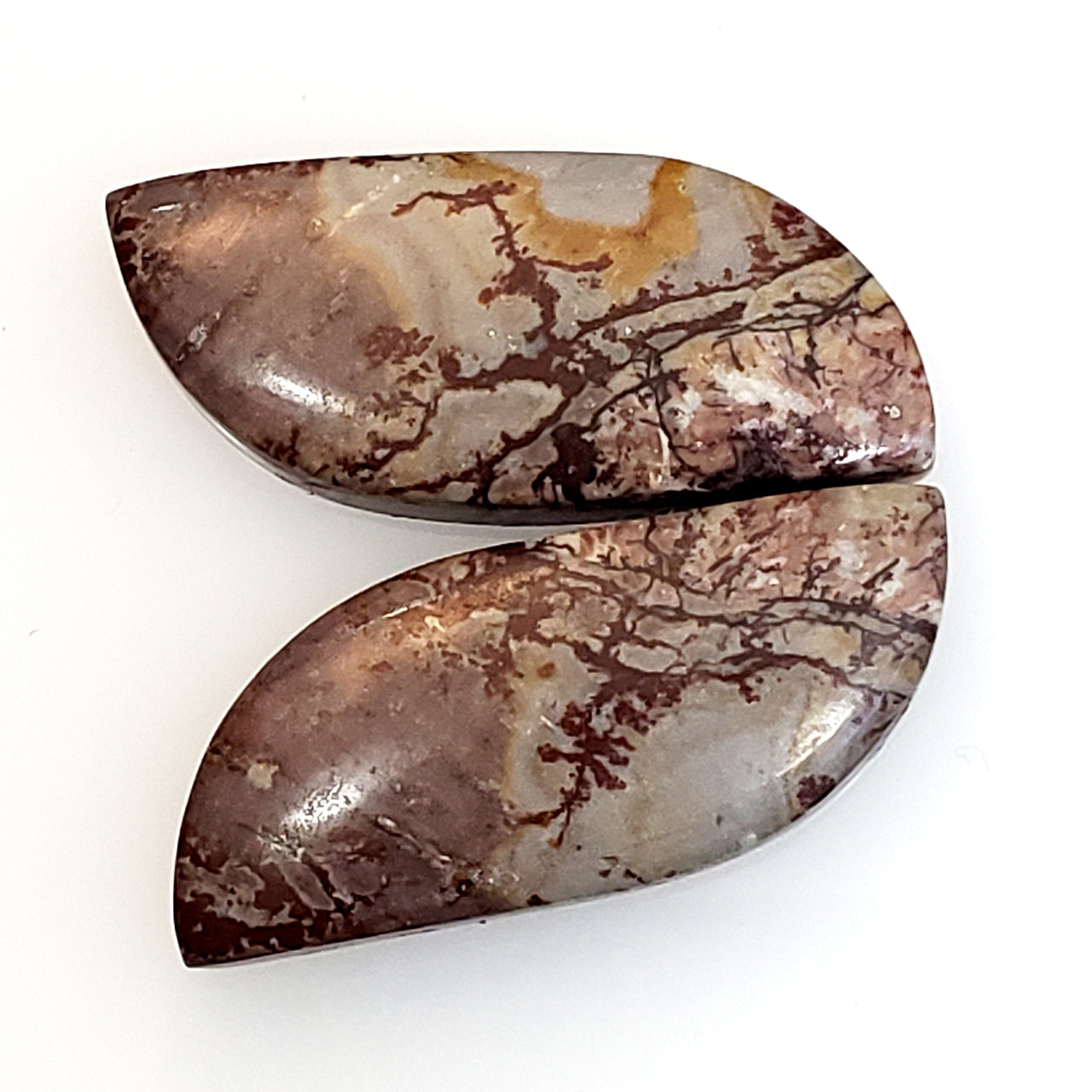 Natural Sonoran Dendritic Jasper Cabochon Pair 27x12mm