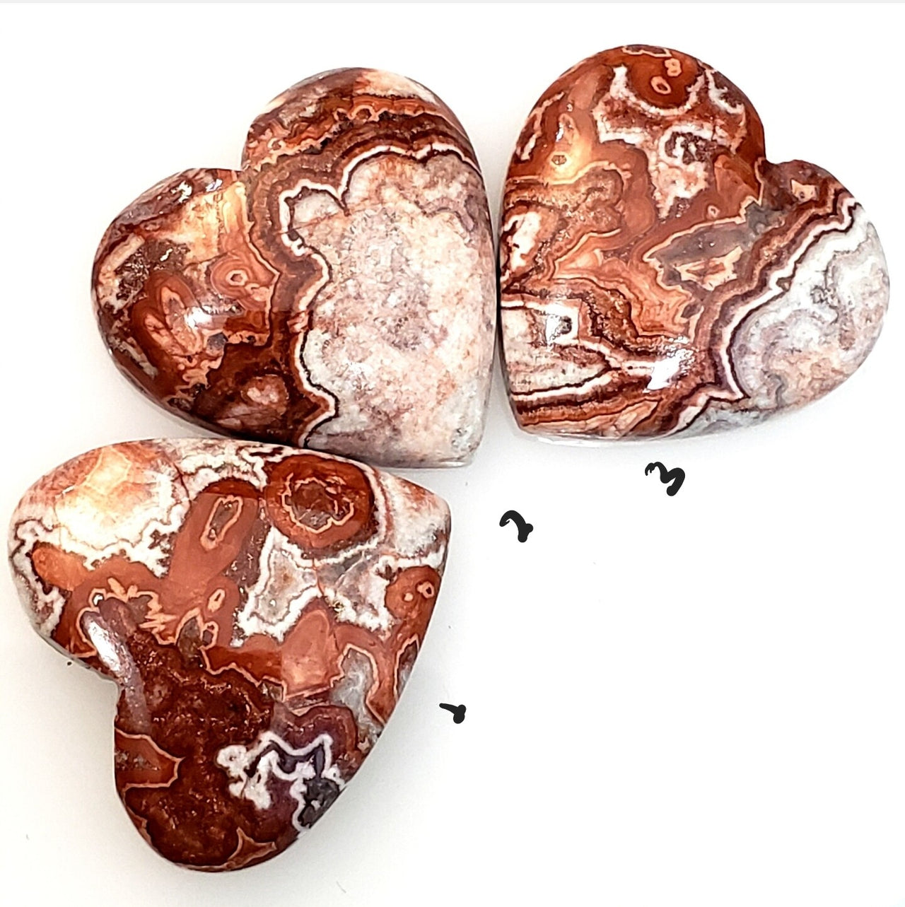 Natural Rosetta Jasper Heart Cabochons Length range is 21mm each