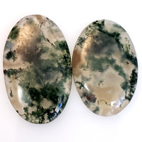 Thumbnail for Natural Moss Agate Cabochons Lengths are 43 and 38mm