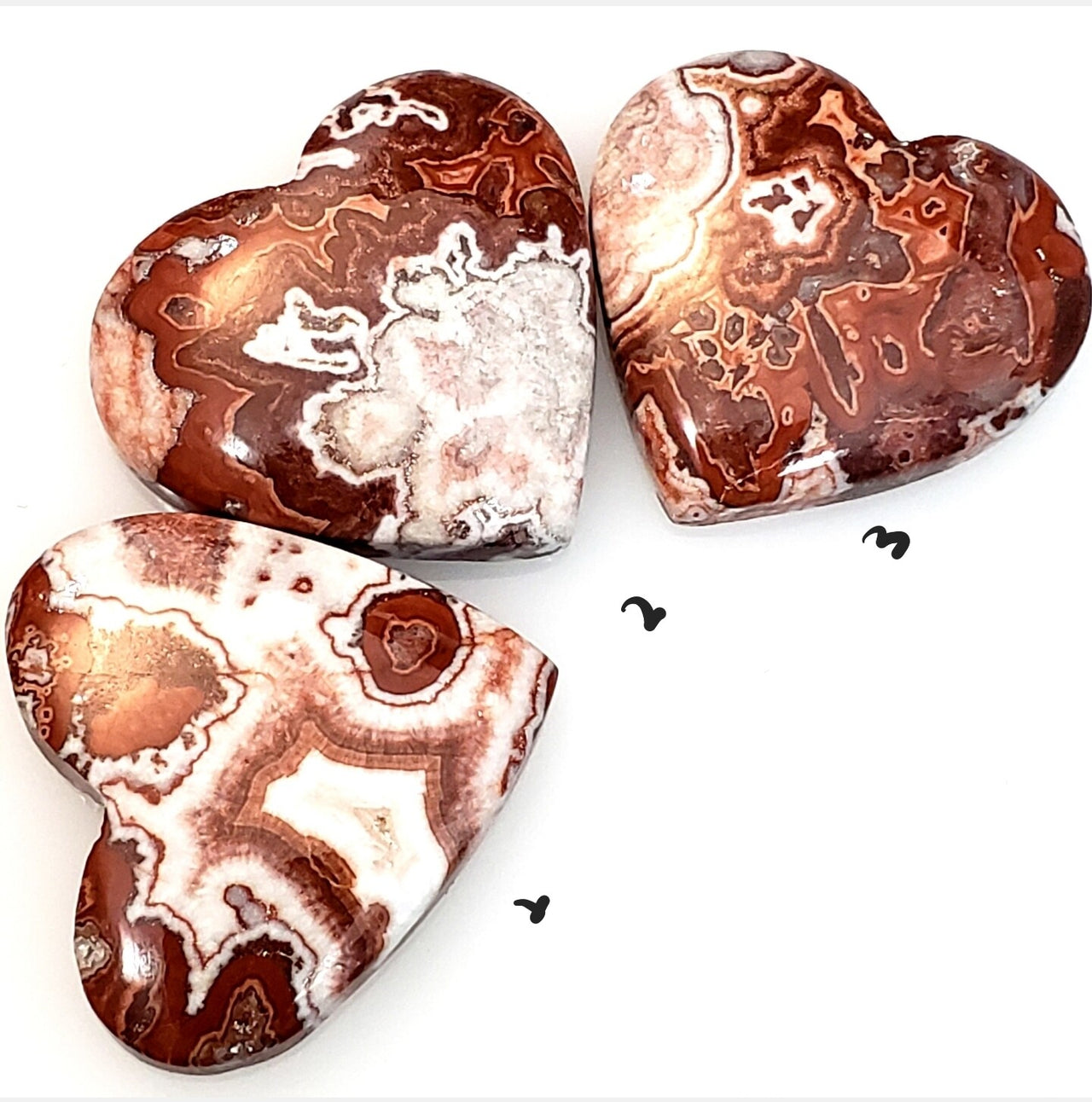 Natural Rosetta Jasper Heart Cabochons Length range is 21 to 22mm