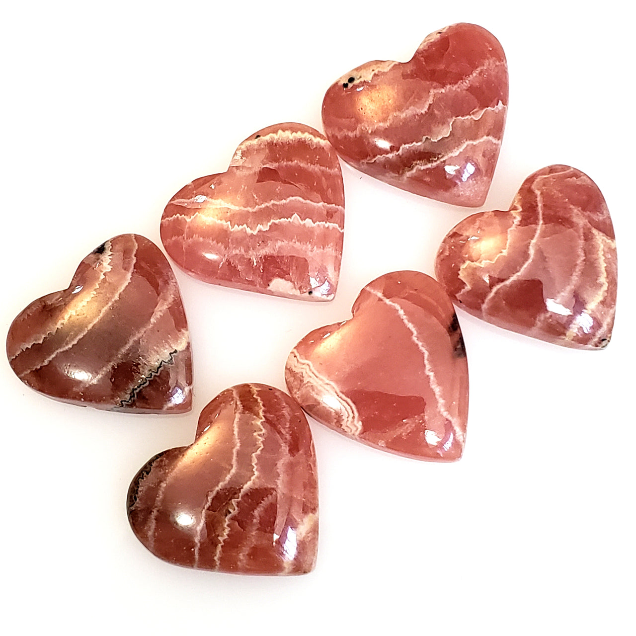 Natural Rhodochrosite Heart Cabochons Length range is 18 to 19mm