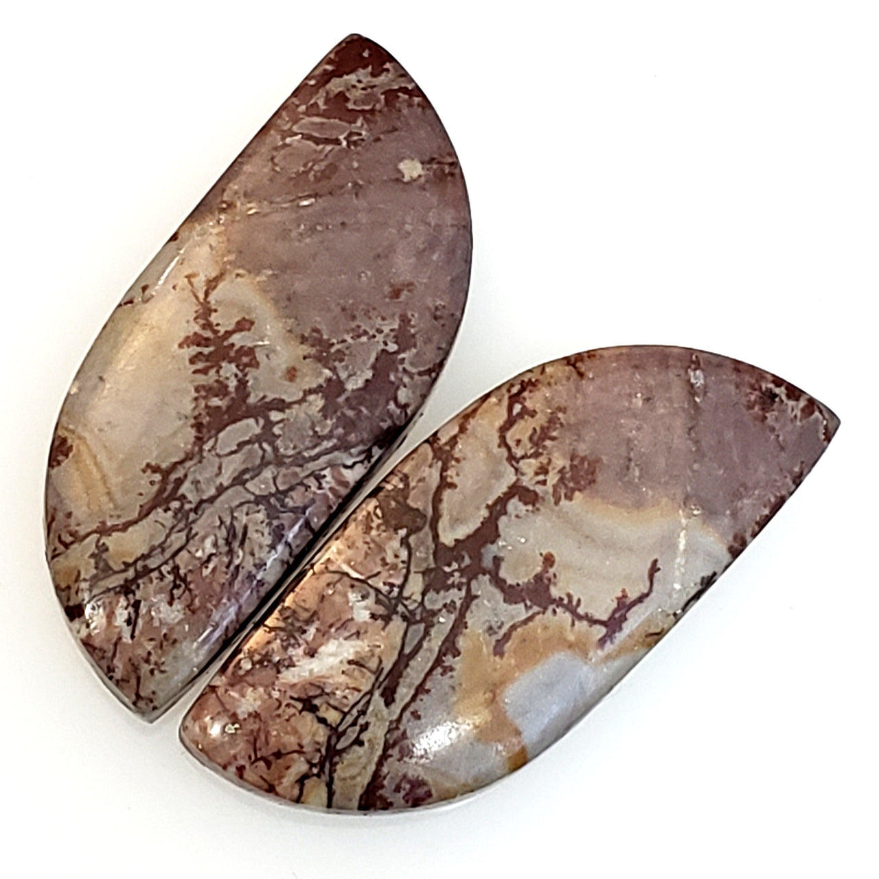 Natural Sonoran Dendritic Jasper Cabochon Pair 27x12mm