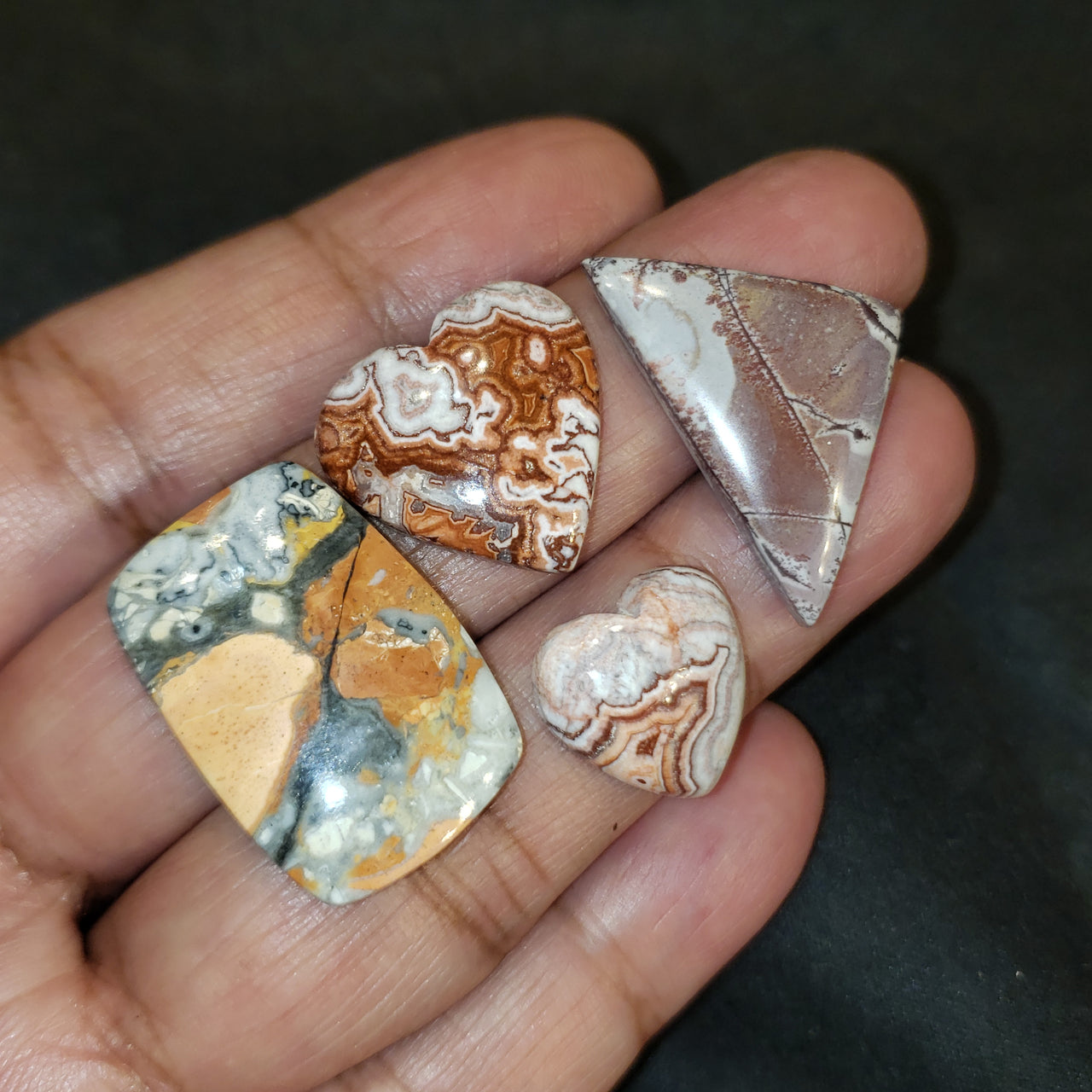 4Pcs 75Ct Natural Maligano Jasper, Rosetta Jasper, Sonoran Dendritic Jasper Cabochon LOT