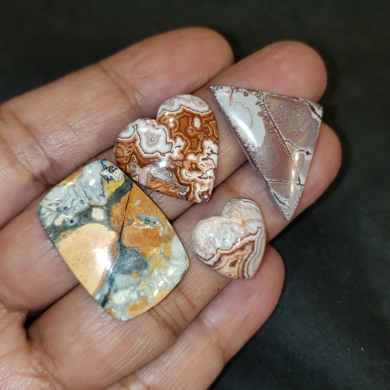 4Pcs 75Ct Natural Maligano Jasper, Rosetta Jasper, Sonoran Dendritic Jasper Cabochon LOT