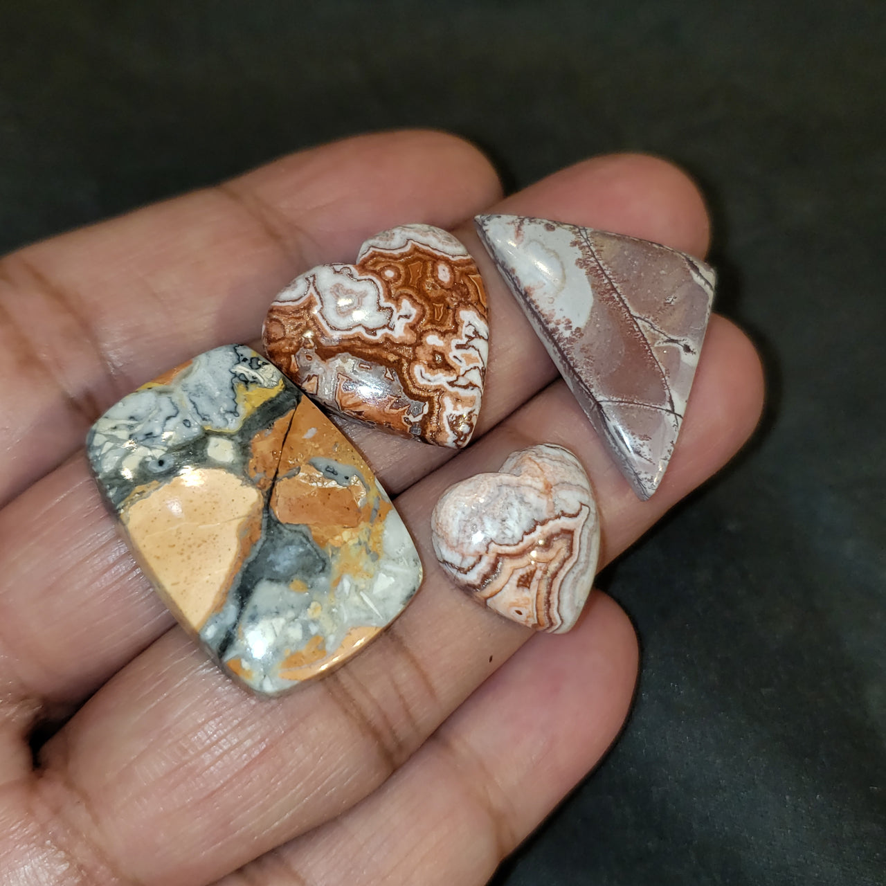 4Pcs 75Ct Natural Maligano Jasper, Rosetta Jasper, Sonoran Dendritic Jasper Cabochon LOT