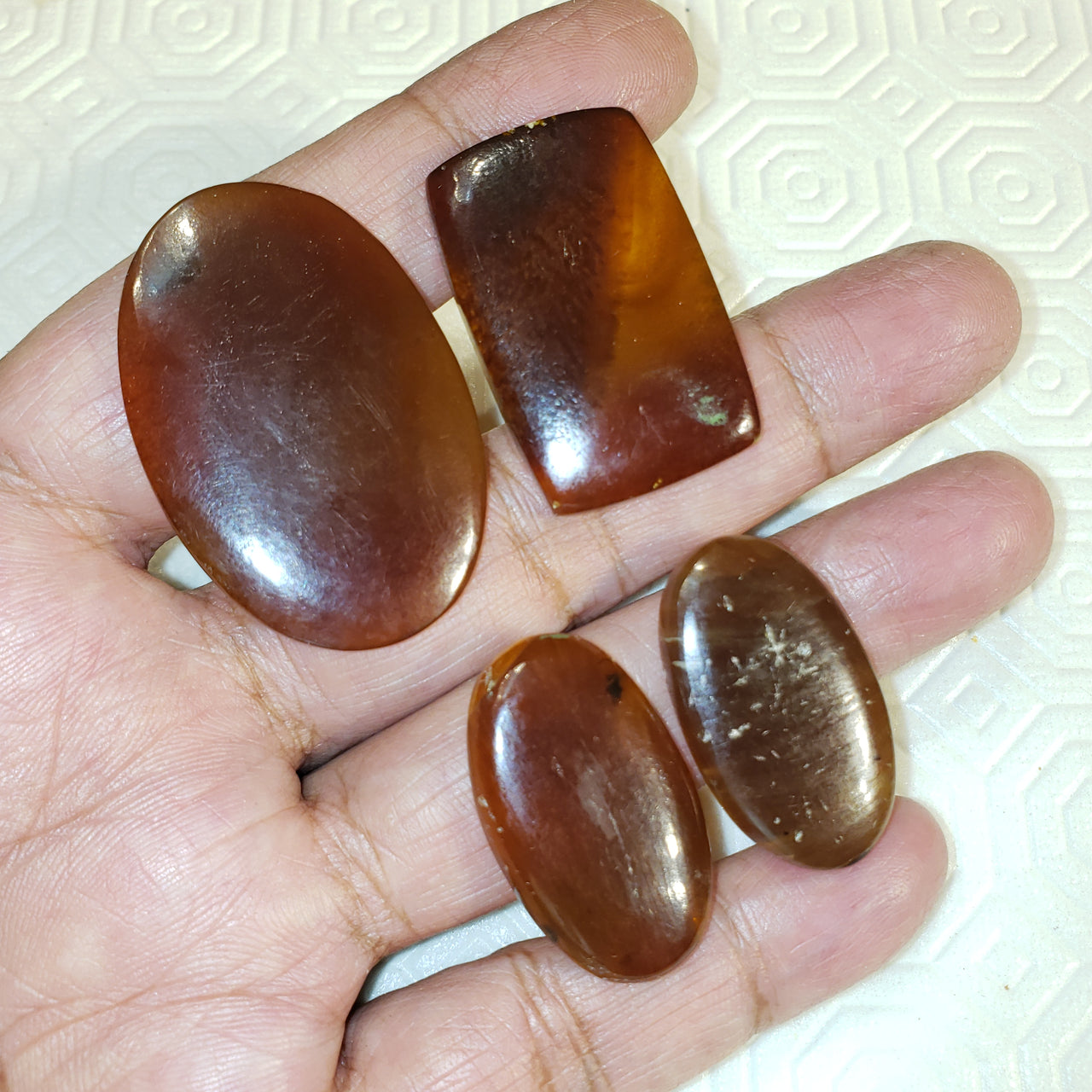 4Pcs 57.5Ct Natural Amber Cabochons LOT