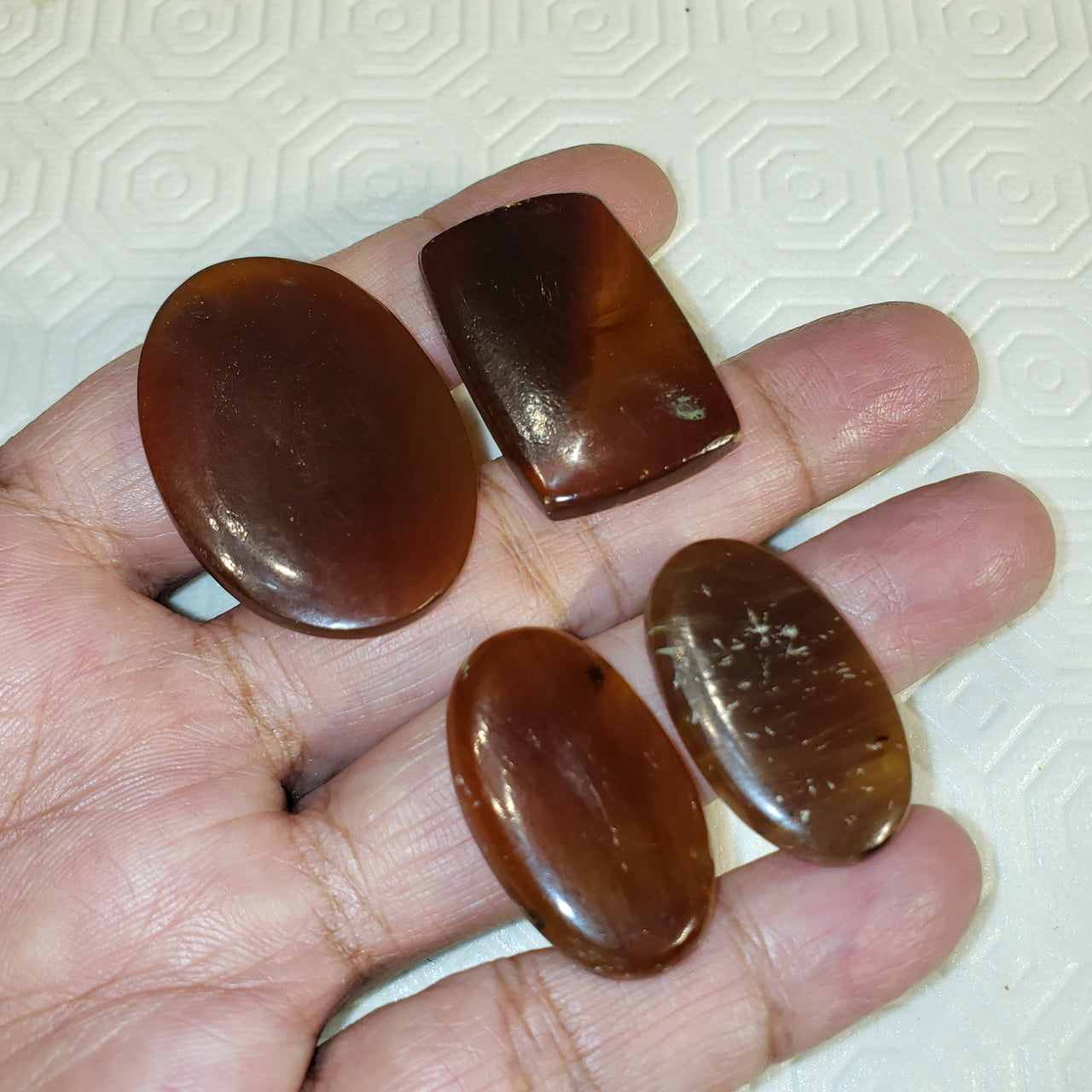 4Pcs 57.5Ct Natural Amber Cabochons LOT