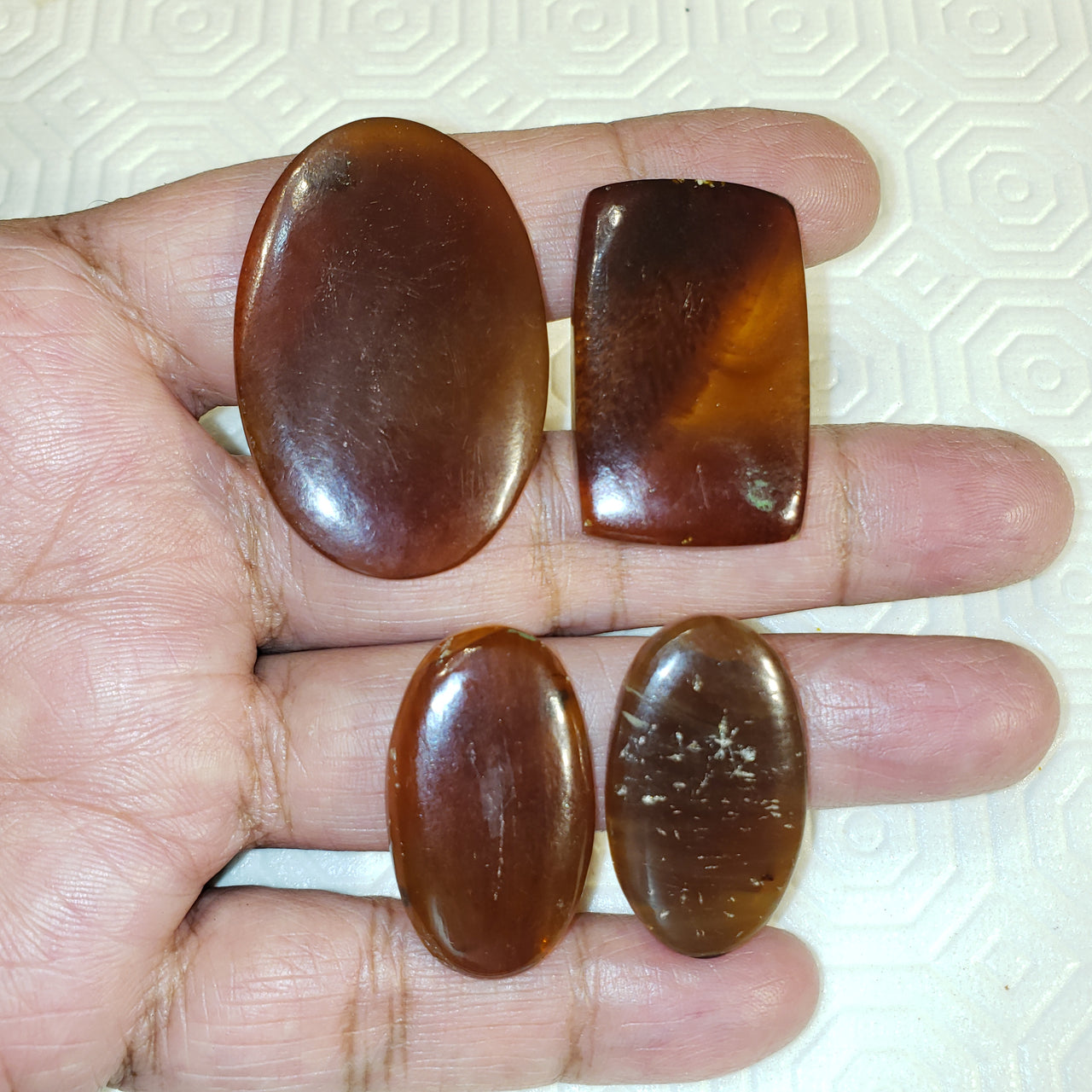 4Pcs 57.5Ct Natural Amber Cabochons LOT