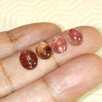 Thumbnail for 4Pcs 9.5Ct Natural Pink Tourmaline Cabochon LOT. Size range is 9x7mm to 11x8mm