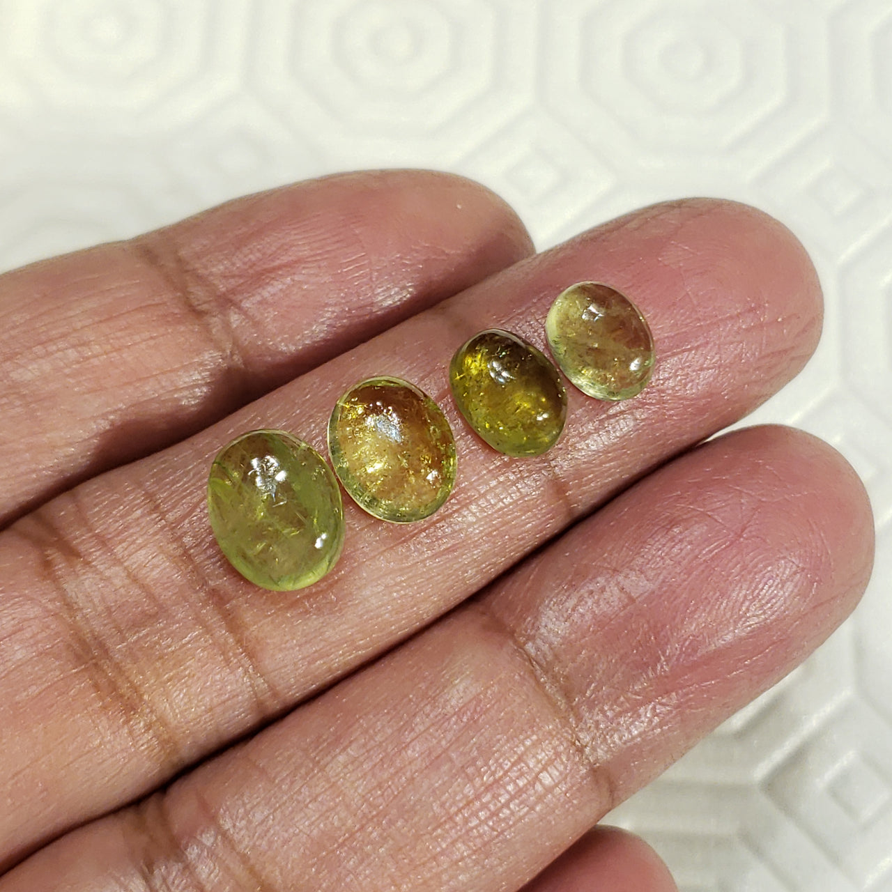 4Pcs 9.5Ct Natural Green Tourmaline Cabochons LOT