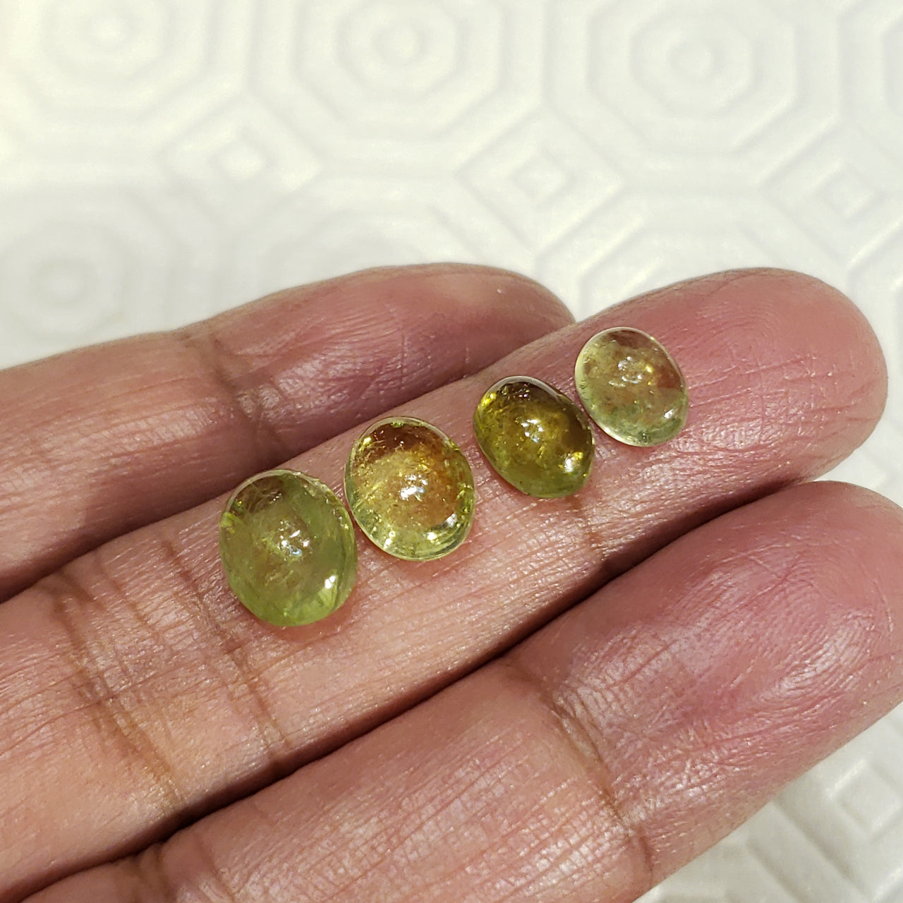 4Pcs 9.5Ct Natural Green Tourmaline Cabochons LOT