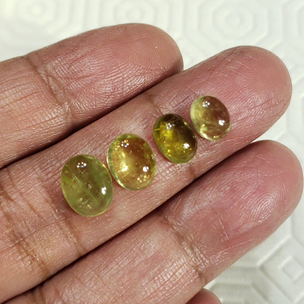 4Pcs 9.5Ct Natural Green Tourmaline Cabochons LOT