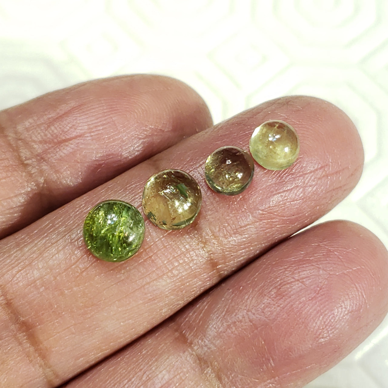 4Pcs 6.5Ct Natural Green Tourmaline Cabochons LOT