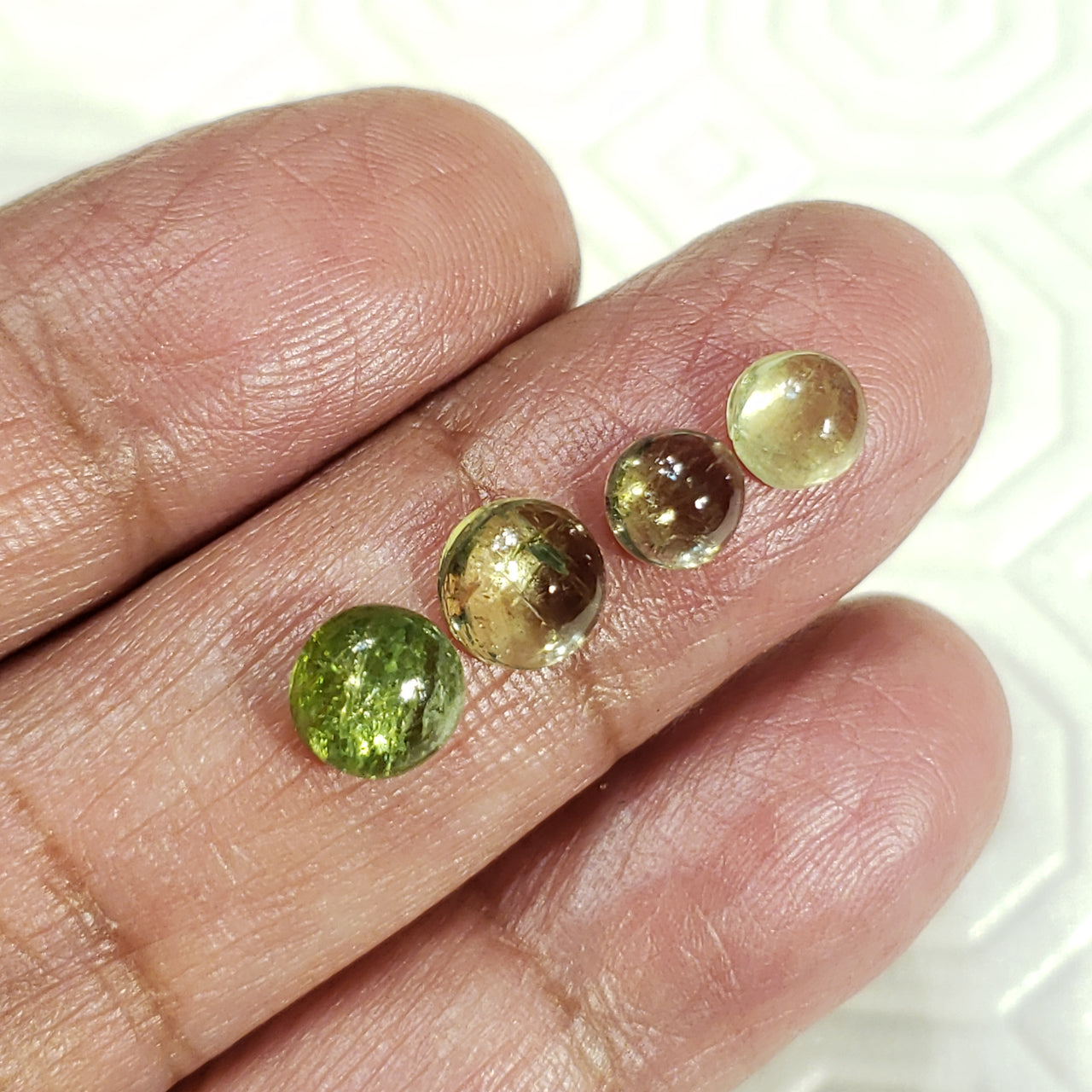 4Pcs 6.5Ct Natural Green Tourmaline Cabochons LOT