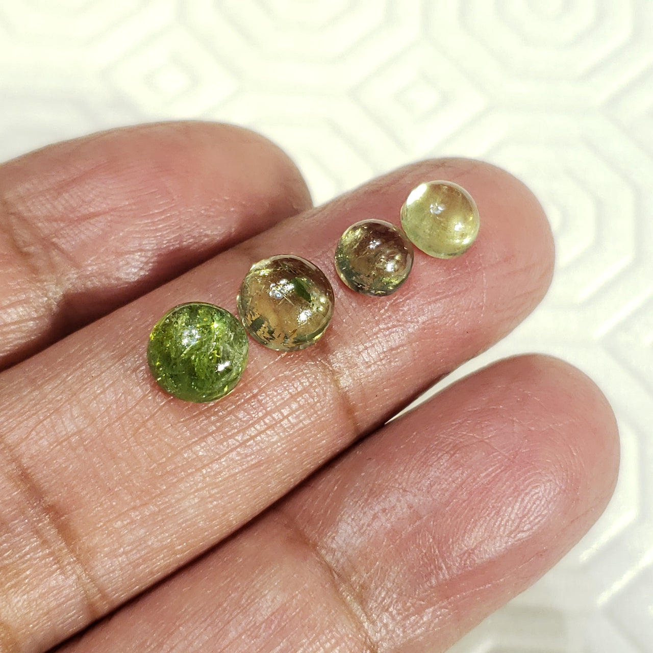 4Pcs 6.5Ct Natural Green Tourmaline Cabochons LOT