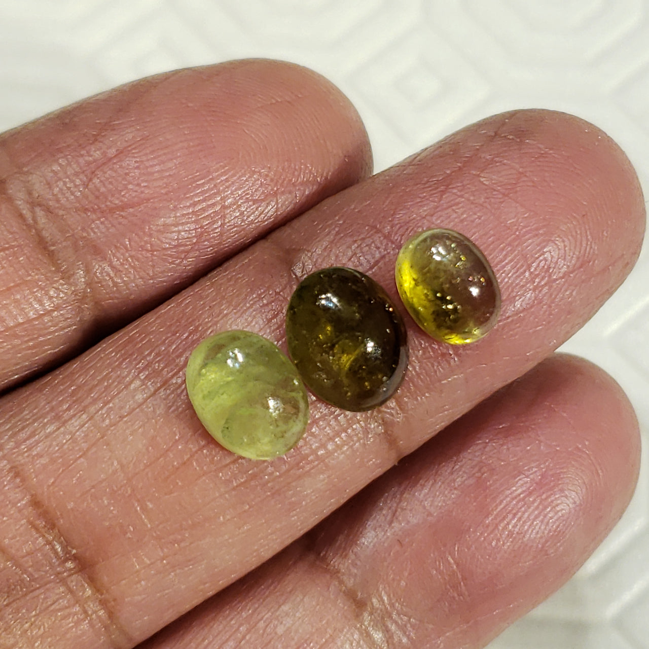 3Pcs 7Ct Natural Green Tourmaline Cabochons LOT