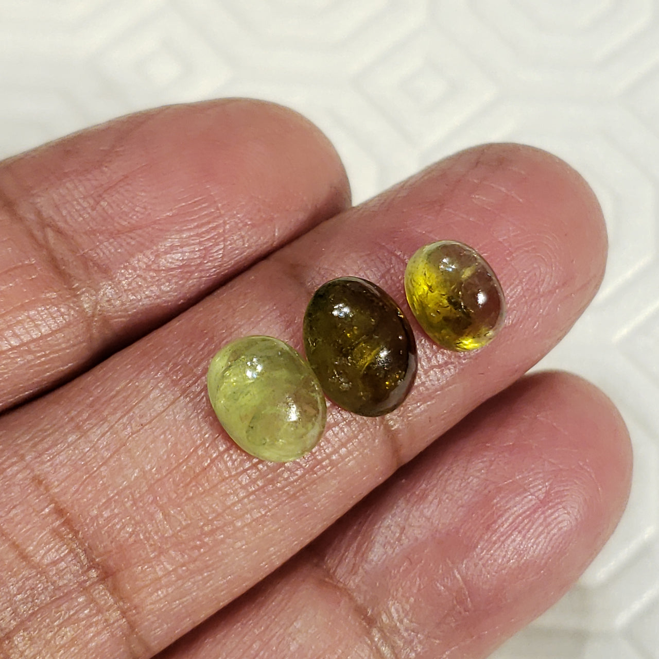 3Pcs 7Ct Natural Green Tourmaline Cabochons LOT