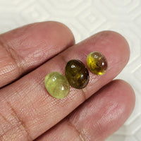 Thumbnail for 3Pcs 7Ct Natural Green Tourmaline Cabochons LOT