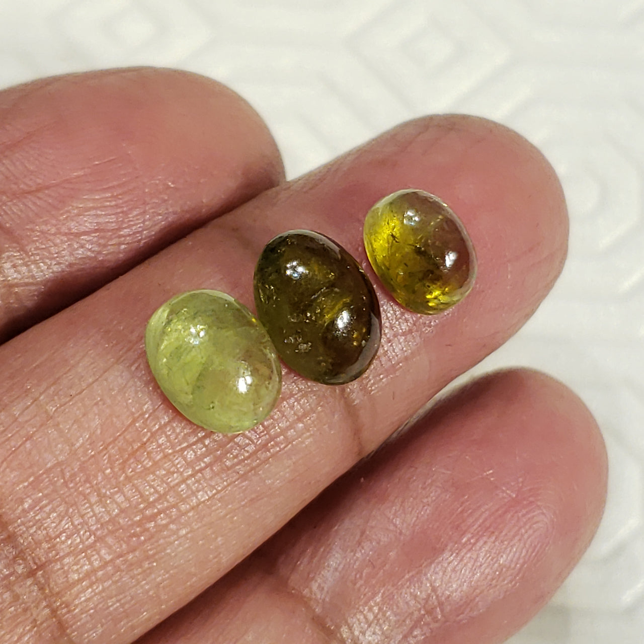 3Pcs 7Ct Natural Green Tourmaline Cabochons LOT