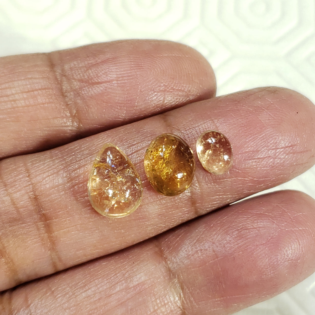 3Pcs 8Ct Natural Champagne Tourmaline Cabochons LOT