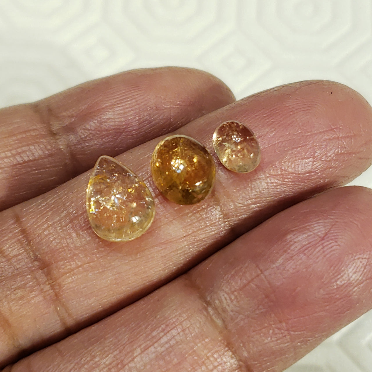 3Pcs 8Ct Natural Champagne Tourmaline Cabochons LOT