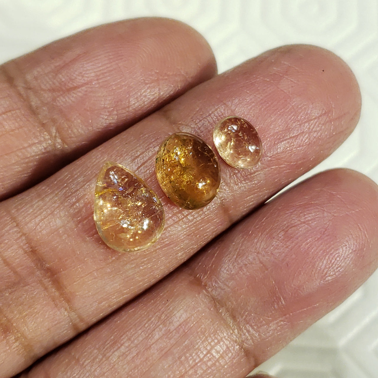 3Pcs 8Ct Natural Champagne Tourmaline Cabochons LOT