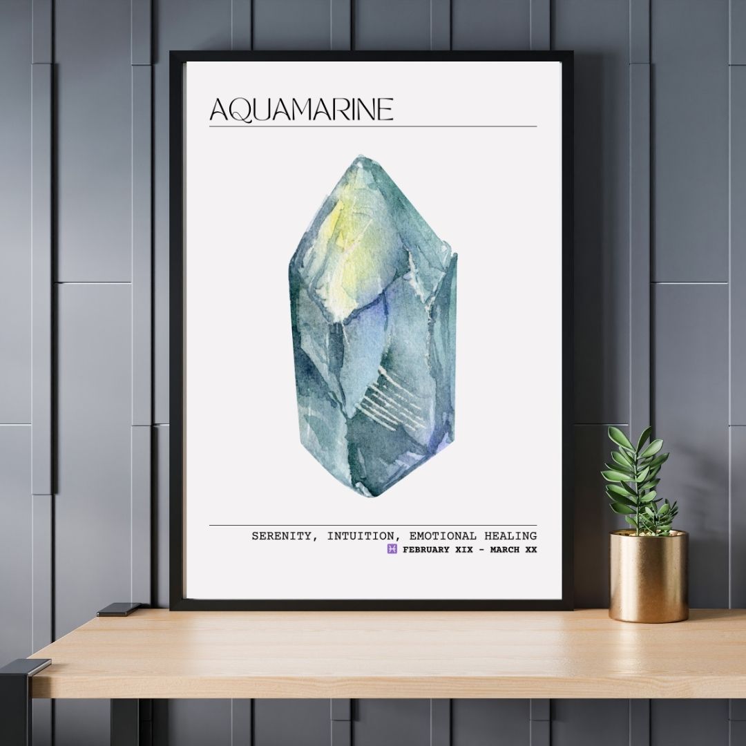 Aquamarine Zodiac Print | Wall Art | Home Office Decor