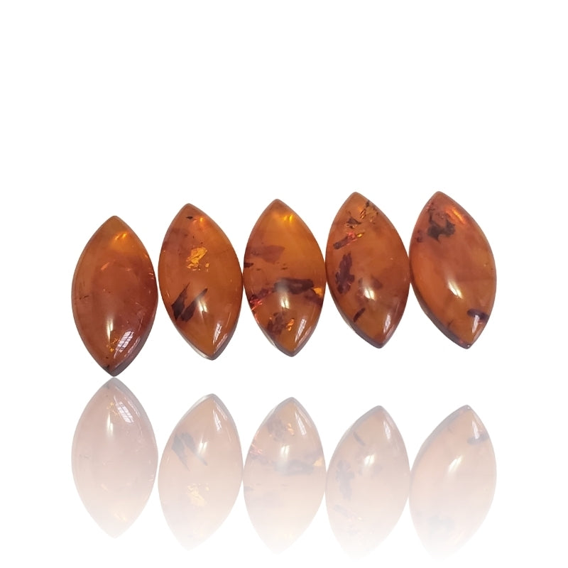 5Pcs Natural Baltic Amber Cabochon Lot. Size- 18x9mm each