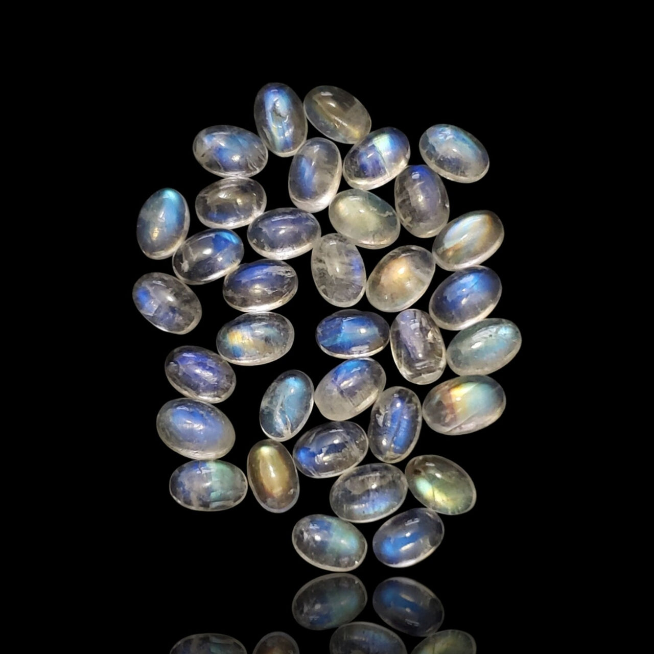 16Ct 35Pcs Natural Rainbow Moonstone Oval Cabochon Lot 6x4mm each