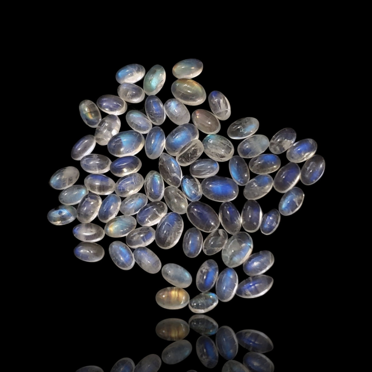 22Ct 67Pcs Natural Rainbow Moonstone Oval Cabochon Lot 6x4mm each