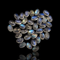 Thumbnail for 18Ct 37Pcs Natural Rainbow Moonstone Oval Cabochon Lot 6x4mm each