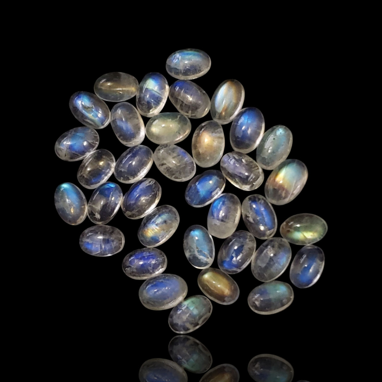 16Ct 35Pcs Natural Rainbow Moonstone Oval Cabochon Lot 6x4mm each