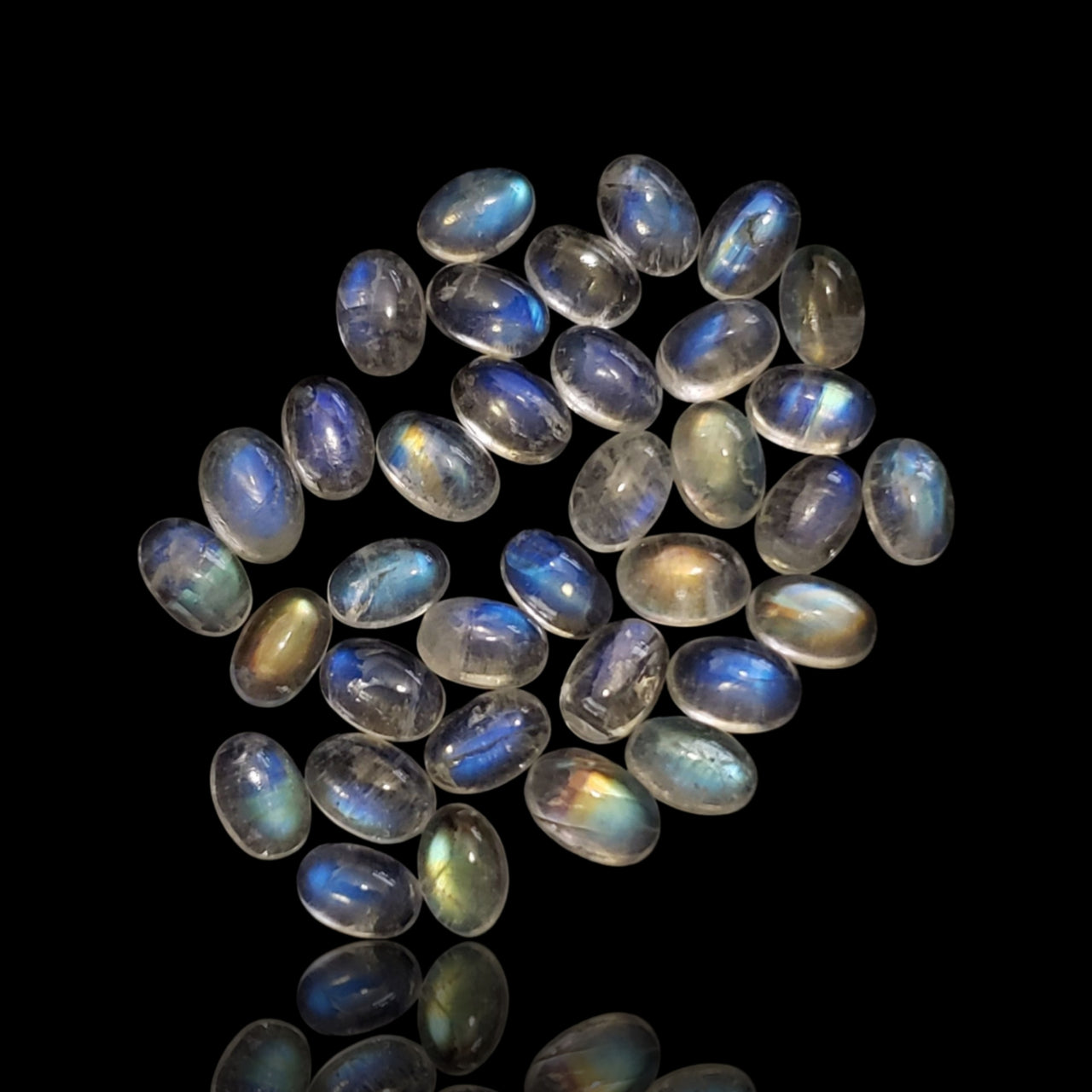 16Ct 35Pcs Natural Rainbow Moonstone Oval Cabochon Lot 6x4mm each