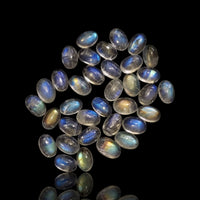 Thumbnail for 16Ct 35Pcs Natural Rainbow Moonstone Oval Cabochon Lot 6x4mm each