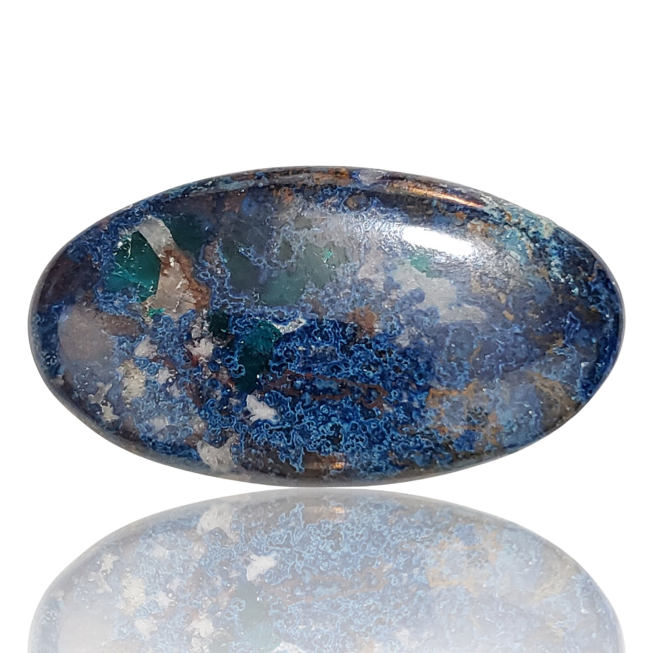 64Ct Natural Azurite Cabochon. Size- 43x23x6mm.