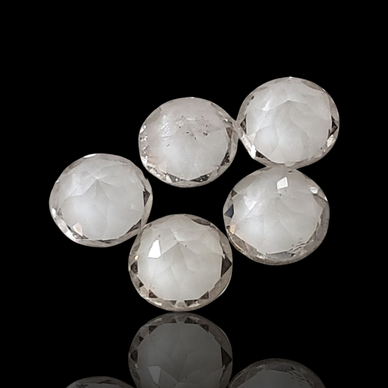 5Pcs Natural Rock Quartz Round Brilliant Cut Lot. Size is approx. 8mm each