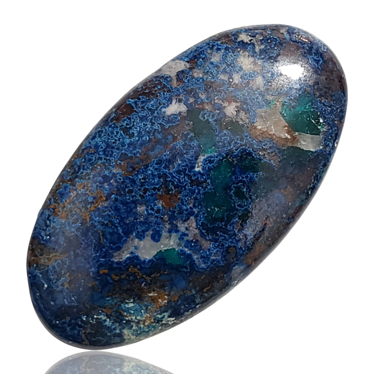 64Ct Natural Azurite Cabochon. Size- 43x23x6mm.