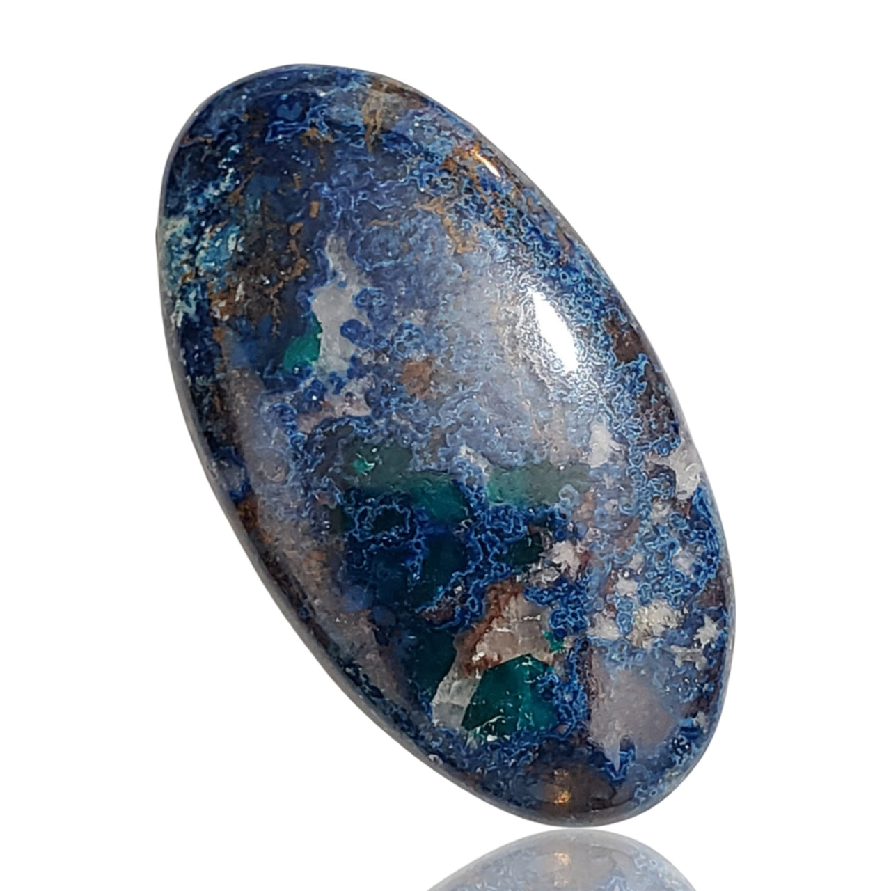 64Ct Natural Azurite Cabochon. Size- 43x23x6mm.