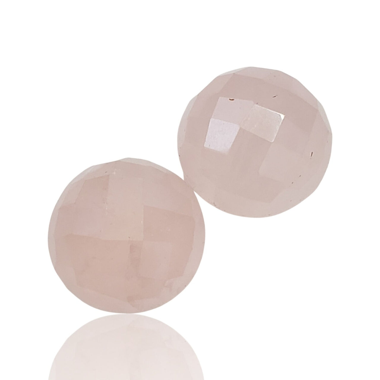 44.5Ct 2Pcs Natural Rose Quartz Checker Cut Lot. Size is approx. 18mm each