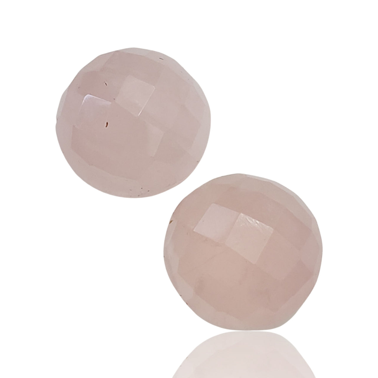 44.5Ct 2Pcs Natural Rose Quartz Checker Cut Lot. Size is approx. 18mm each