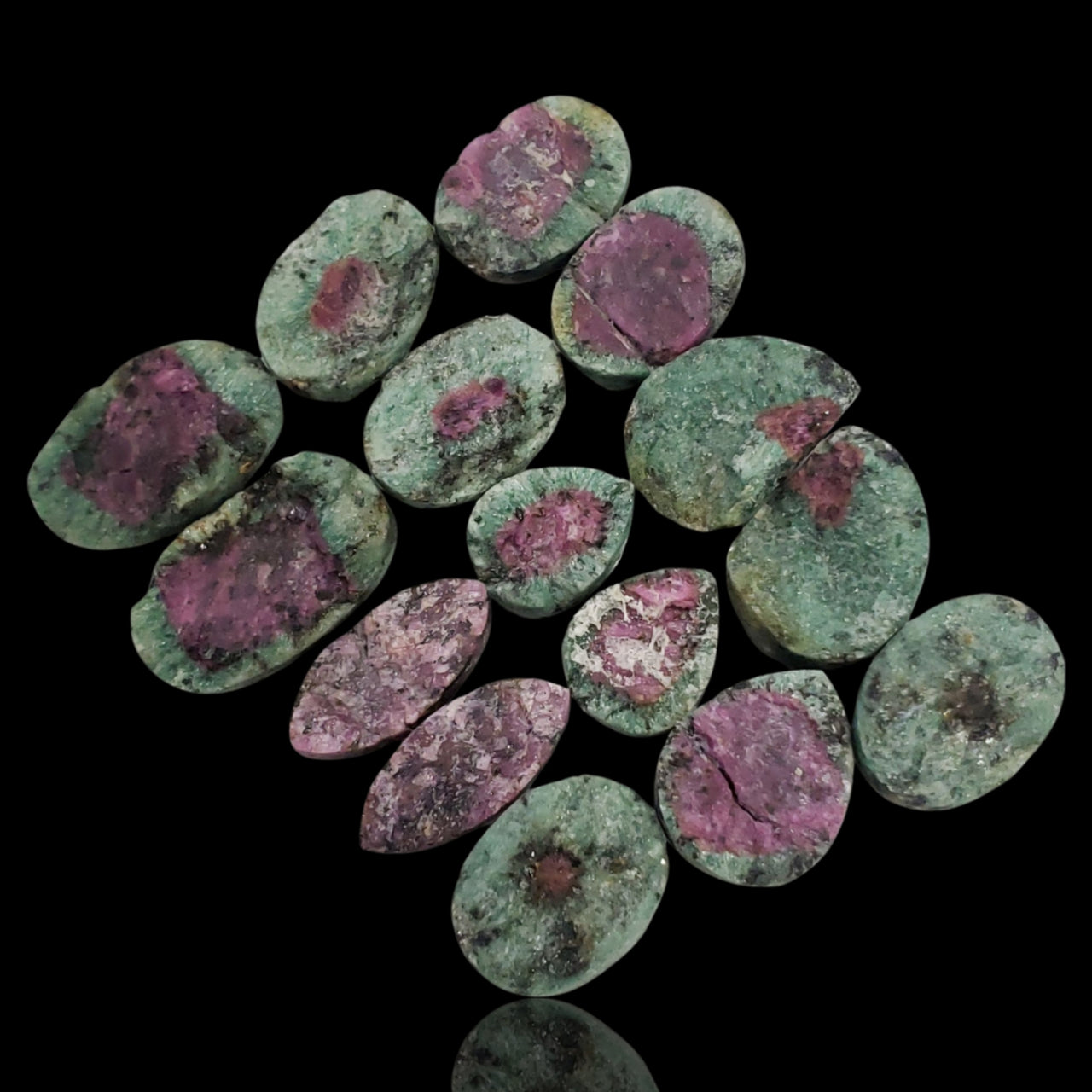 183Ct 15Pcs Natural Ruby in Zoisite Druzy Lot