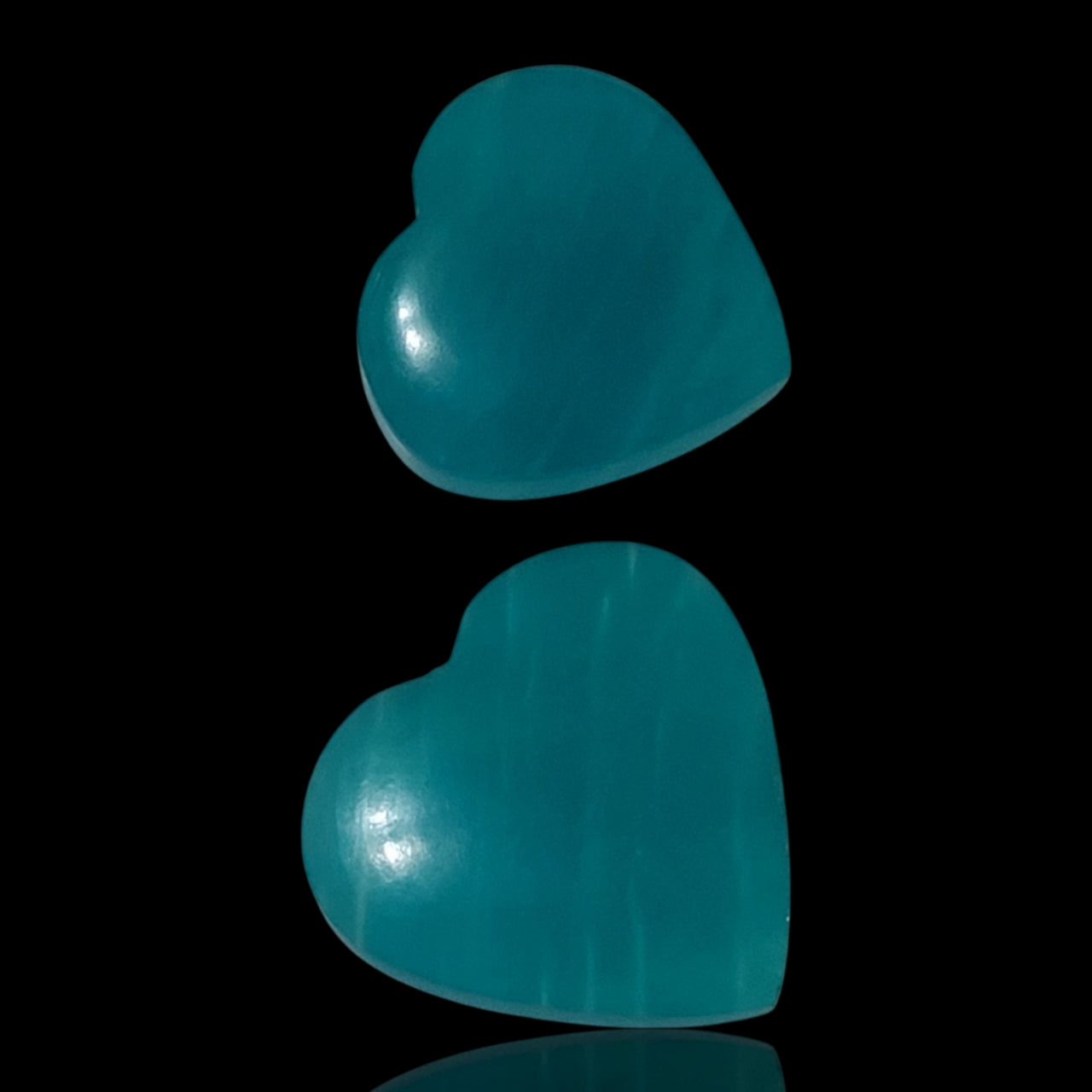 23Ct 2Pcs Natural Peruvian Icy Amazonite Cabochon Lot. Size is approx. 19x19mm and 17x17mm