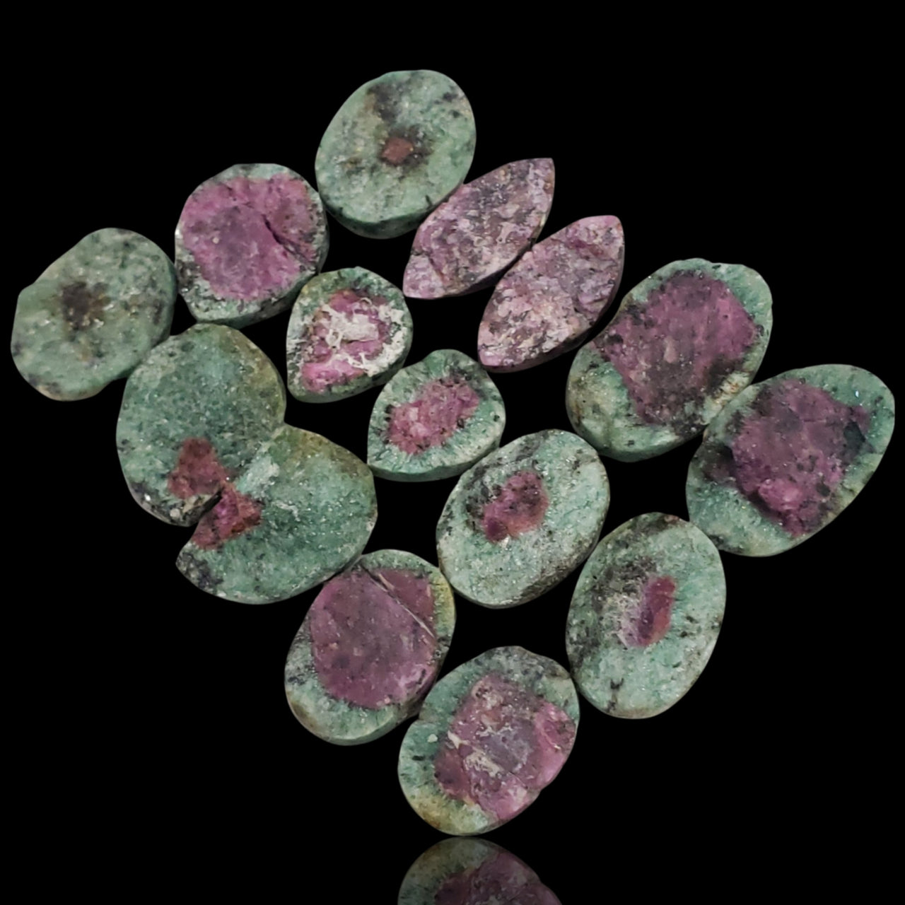 183Ct 15Pcs Natural Ruby in Zoisite Druzy Lot