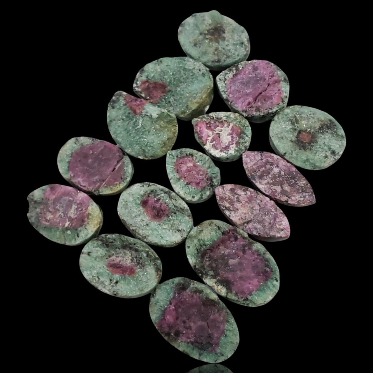 183Ct 15Pcs Natural Ruby in Zoisite Druzy Lot