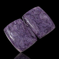 Thumbnail for 26.5Ct Natural Russian Charoite Cabochon Pair. Size is approx. 20x15mm each.