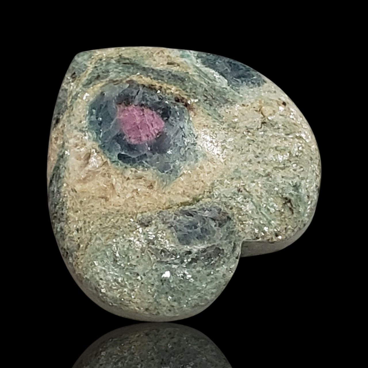 52Ct Natural Ruby in Fuchsite Heart Cabochon​. Size is 25x25mm