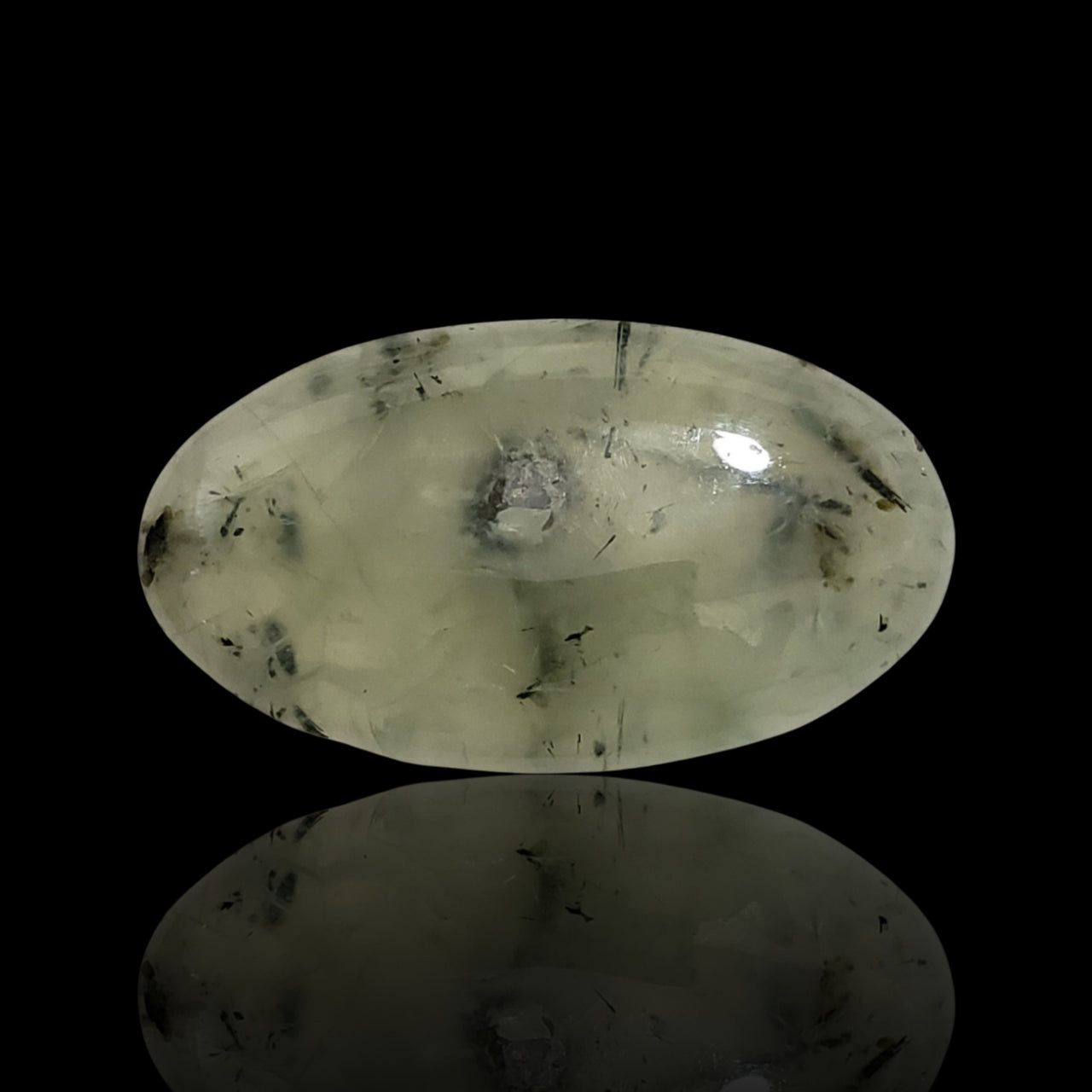 67Ct Natural Prehnite Cabochon. Size is 43x24mm