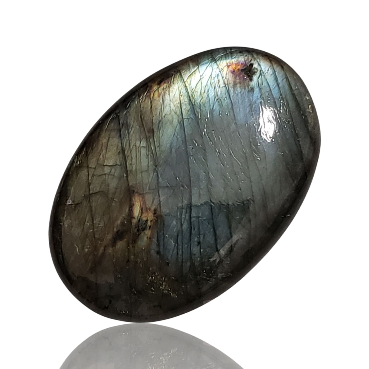 39Ct Natural Labradorite Cabochon. Size is 35x24mm