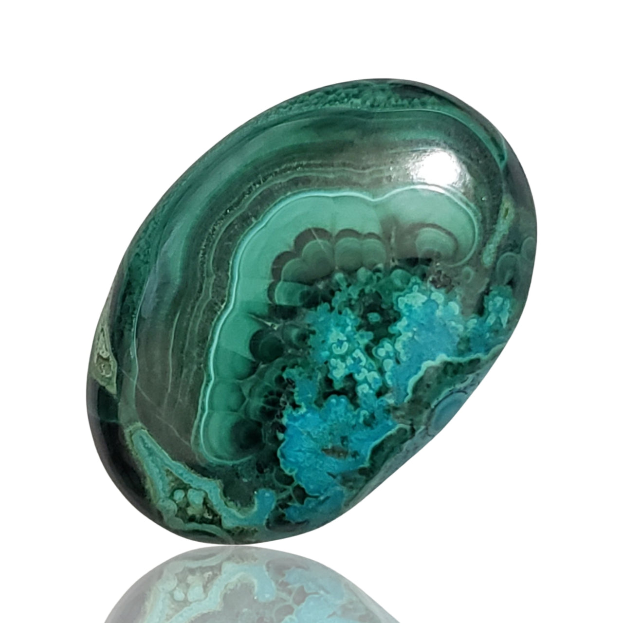 44.4Ct Natural Chrysocolla Malachite Cabochon. Size- approx. 32x22mm